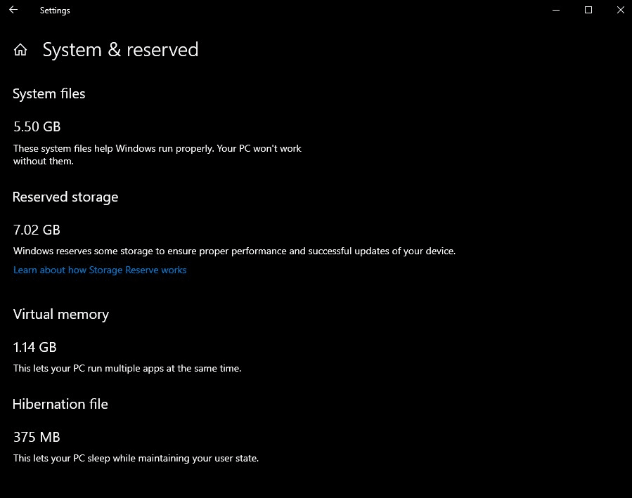 reserved storage - windows 10 windows update drive