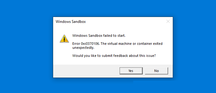 windows sandbox error 0xc0370106