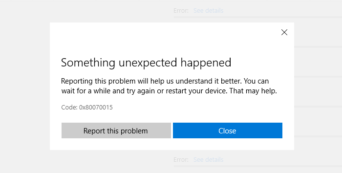 error 80070015 in windows update and windows store