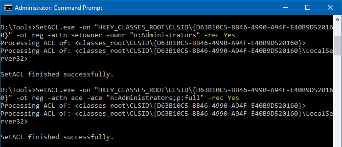 take ownership registry command-line - setacl trustedinstaller