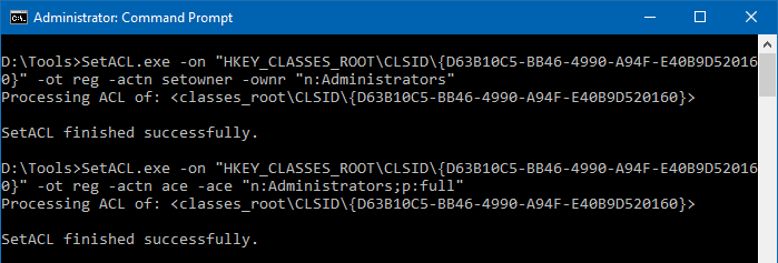 take ownership registry command-line - setacl