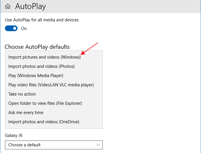 import pictures and videos autoplay windows 10
