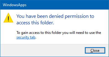 cannot delete windowsapps folder