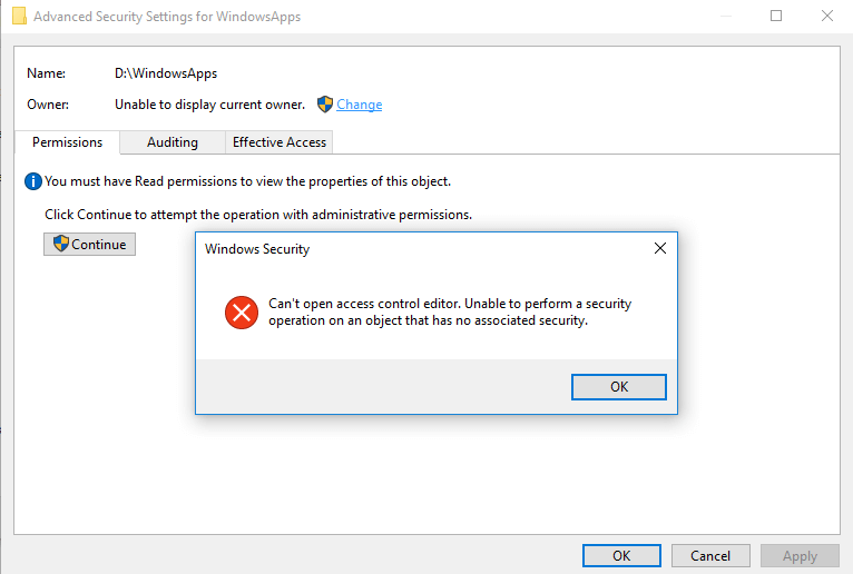 cannot delete windowsapps folder