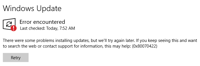 windows update error error 0x80070422