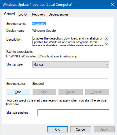 windows update service properties tab grayed out - wuauserv sddl fix