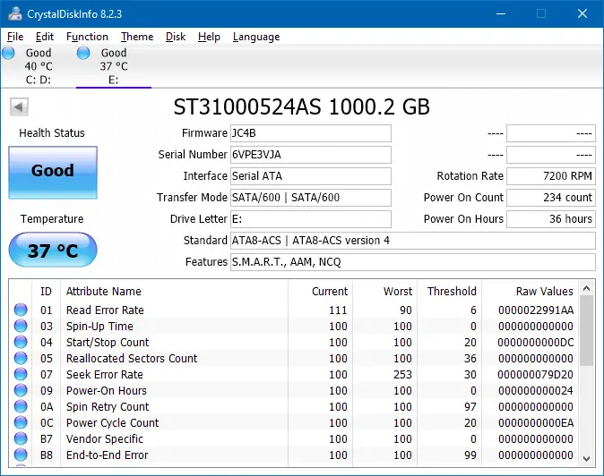 hard disk bad block found - crystaldiskinfo bad block