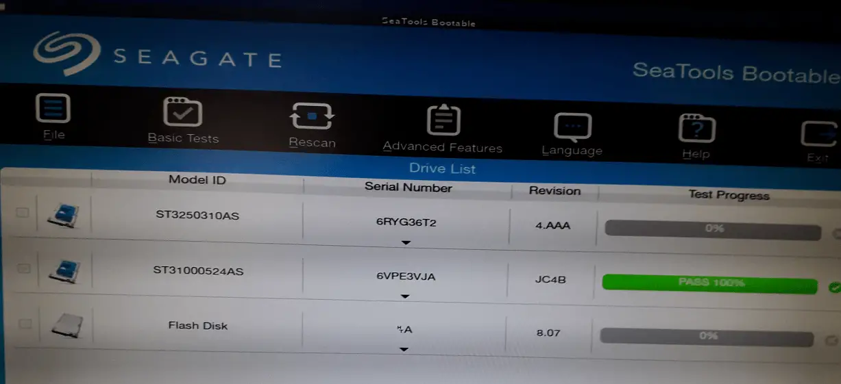 hard disk bad block found - bad block - seatools usb