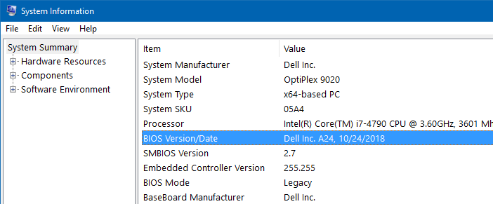 find bios information and update bios