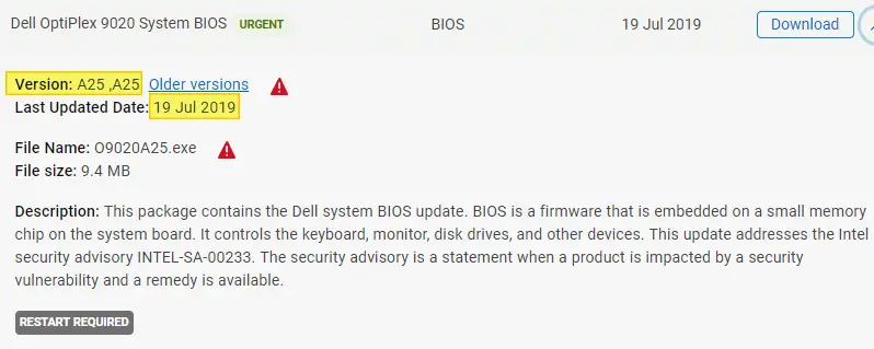 find bios information and update bios