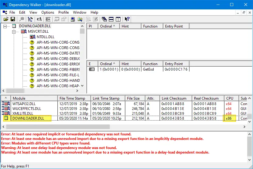 check the compatibility of a dll file