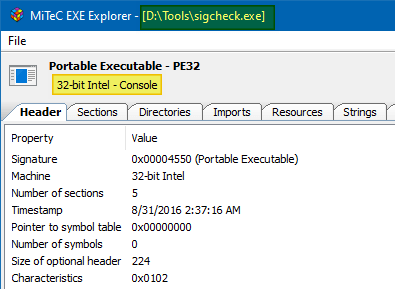 find out if exe is 32-bit or 64-bit