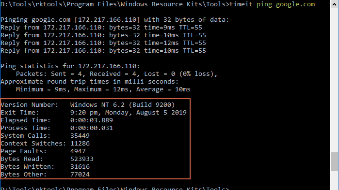 measure total execution time of a command or program