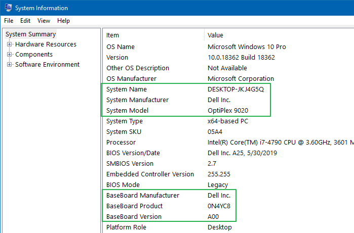 find motherboard make and model