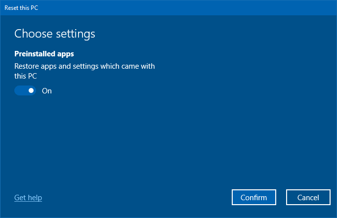 reset this pc in windows 10 recovery options