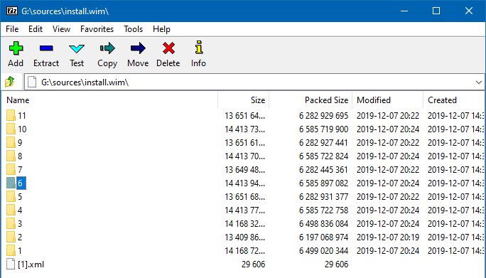 extract files from install.wim esd using 7-zip