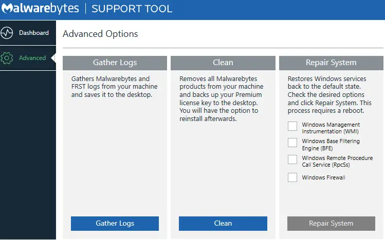 Malwarebytes Support Tool