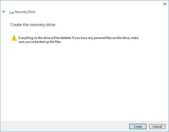 create windows 10 usb recovery drive