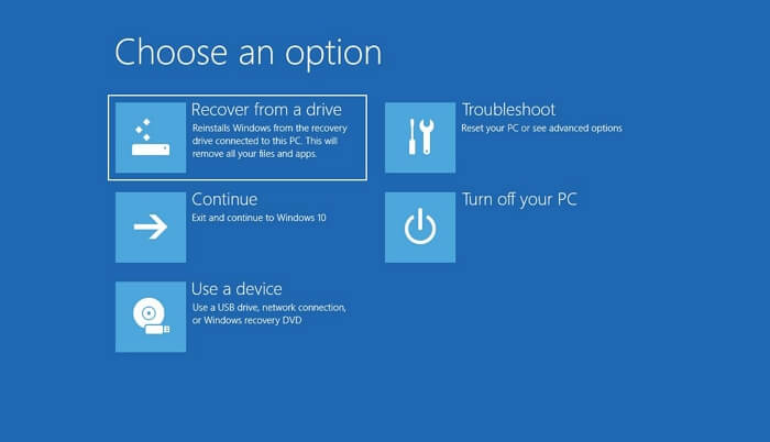 recover from windows 10 usb recovery drive