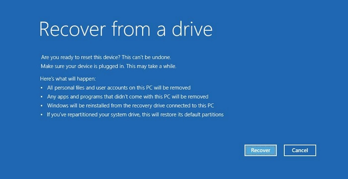 recover from windows 10 usb recovery drive