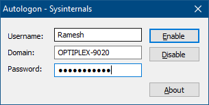 automatic login sysinternals