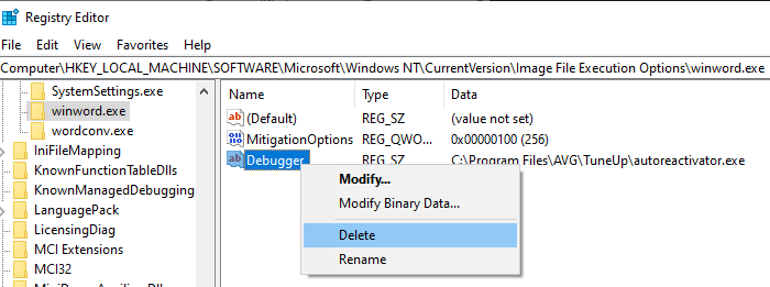 avast avg debugger cannot open office apps