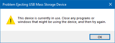 problem ejecting usb device