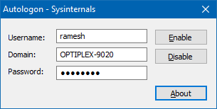 sysinternals autologon configure