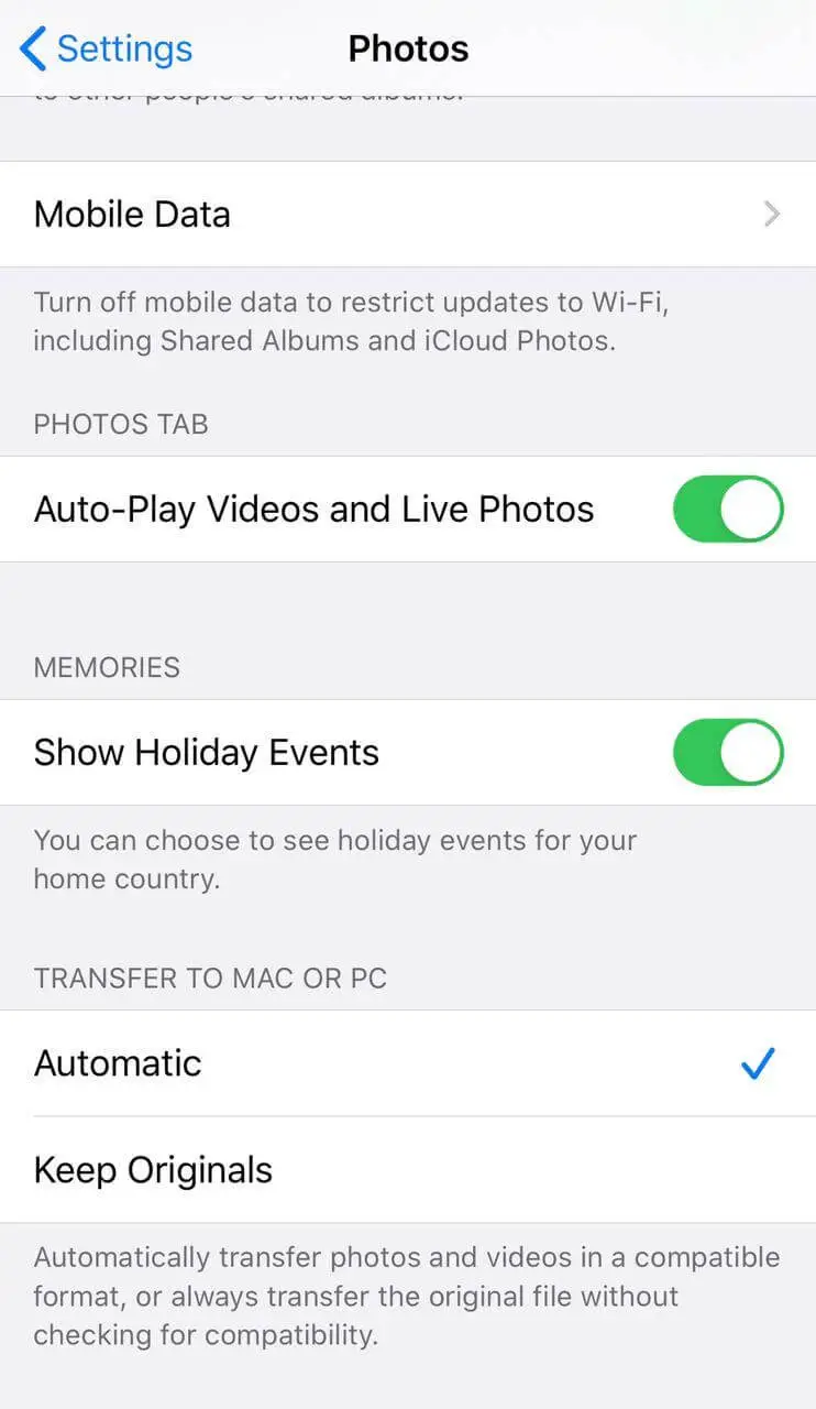 iphone media transfer automatic vs keep originals