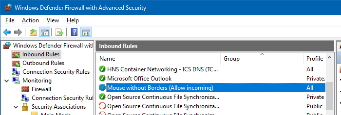 mousewithoutborders inbound rule for incoming connections