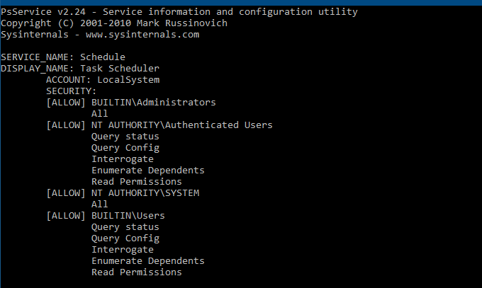 psservice64 view service permissions