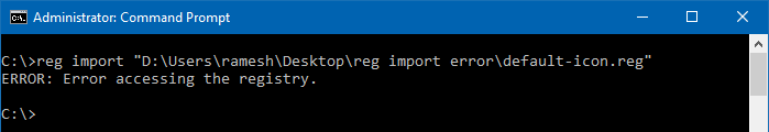 cannot import .reg file - error accessing registry
