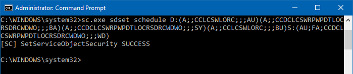 sc sdset sddl - view and edit service permissions