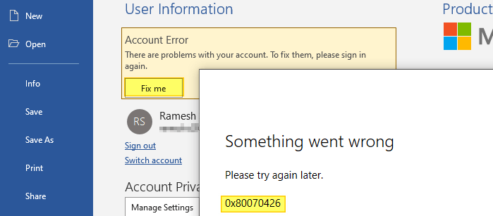 office 365 sign-in warning
