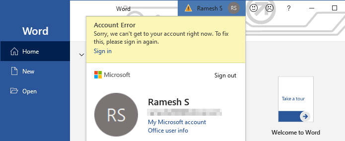 office 365 signin something went wrong 0x80070426