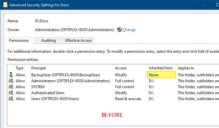 icacls reset permissions file or folder