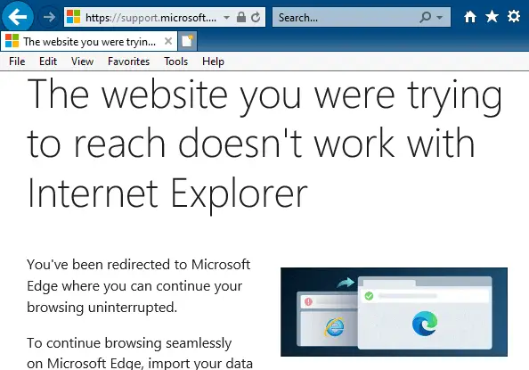 ie to edge redirect disable
