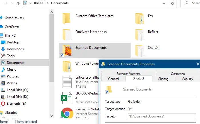 scanned documents folder relocate