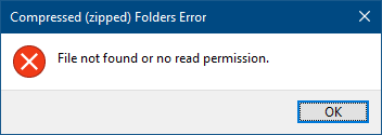 compressed folder create error - no read permissions