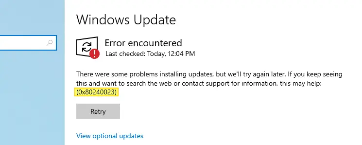 windows update error 0x80240023