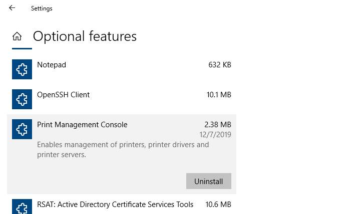 print management console missing