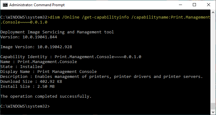 print management console missing