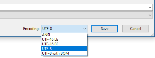 notepad default character encoding windows 10