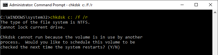 run chkdsk repair command