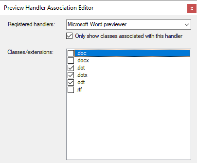 disable preview for selected file type