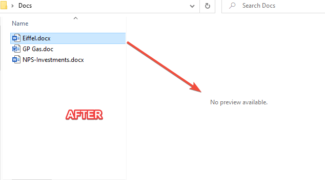disable preview for selected file type