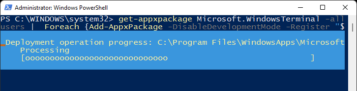 reinstall windows terminal app using powershell