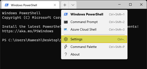 открыть командное окно здесь, в Windows 11 - терминал Windows по умолчанию