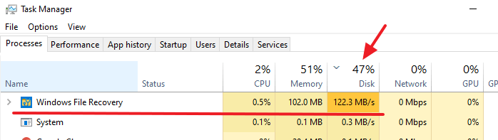 winfr disk usage 100%