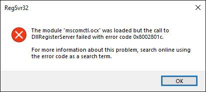 0x8002801c - regsvr32 error